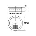 Hafele CAVO Kablo kapağı fırçalı alü.r. Ø60mm