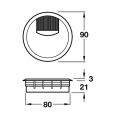 Hafele CAVO Kablo kapağı fırçalı p.çel. Ø80mm