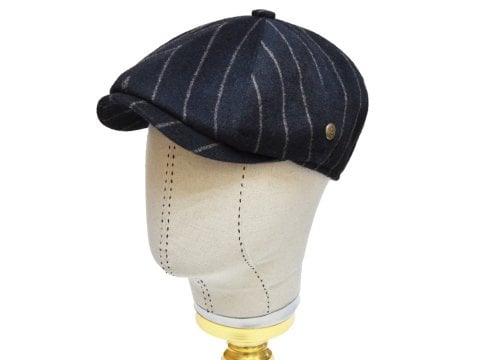 Pozze Çizgili Kaşmir Kumaş Erkek Kışlık İngiliz Stil Kasket Şapka