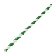 Yeşil Beyaz Çizgili Kağıt Pipet 6x197 mm (5000'li Koli)