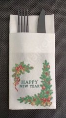 Happy New Year Beyaz Kumaş Dokulu Airlaid Peçete 50'li Paket