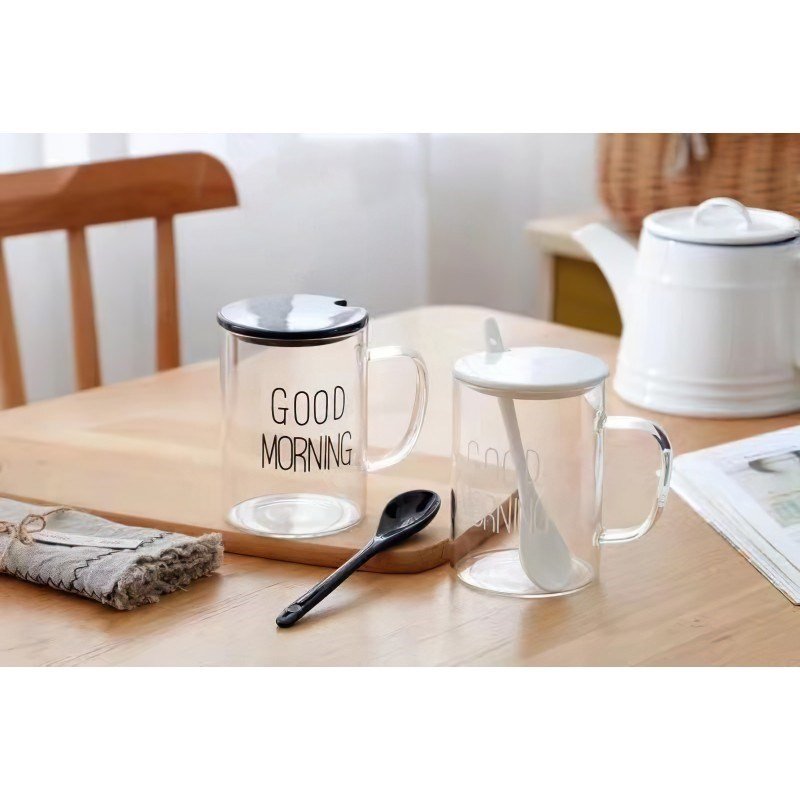 Ateşe Dayanıklı Borosilikat Good Morning Cam Kupa Bardak
