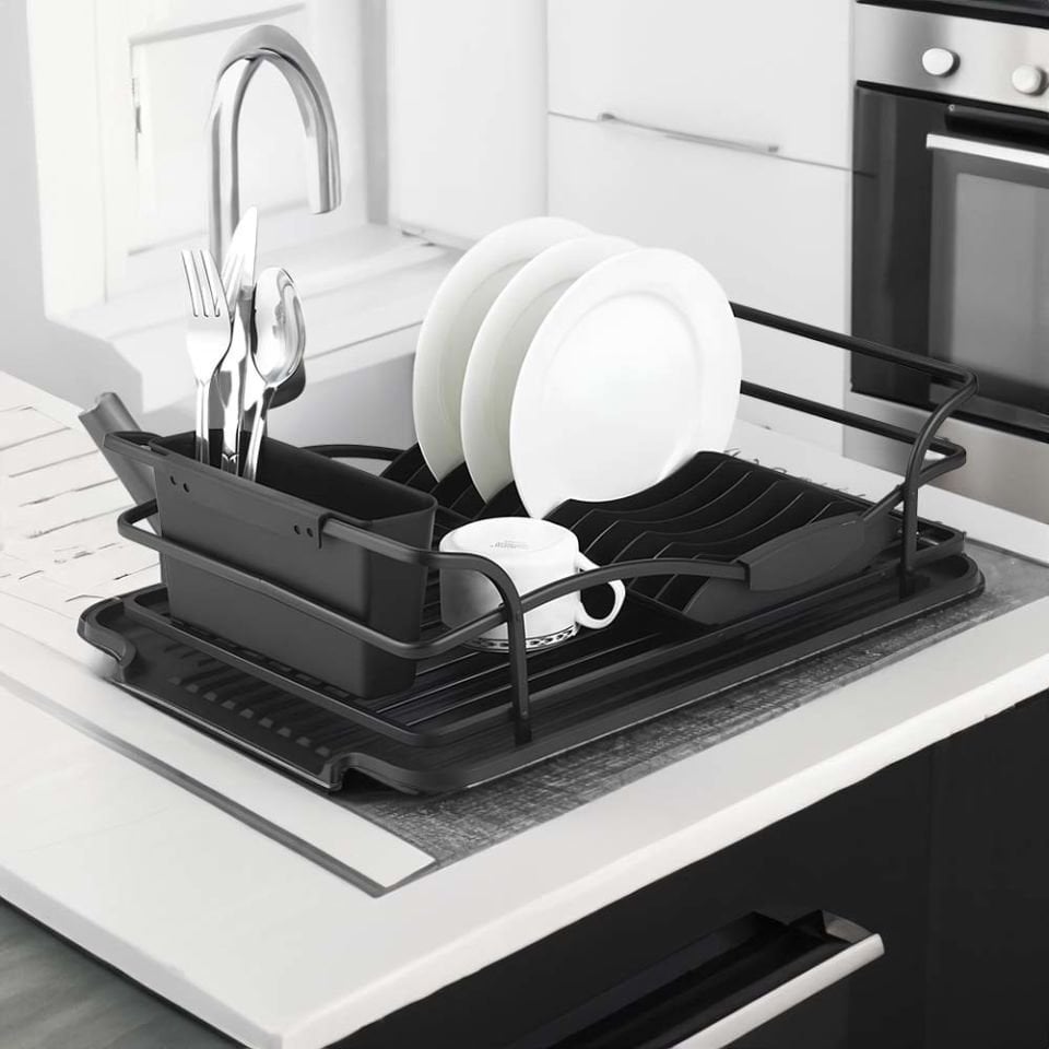 Paslanmaz Alüminyum Tek Katlı Siyah Bulaşıklık Modern Tabaklık