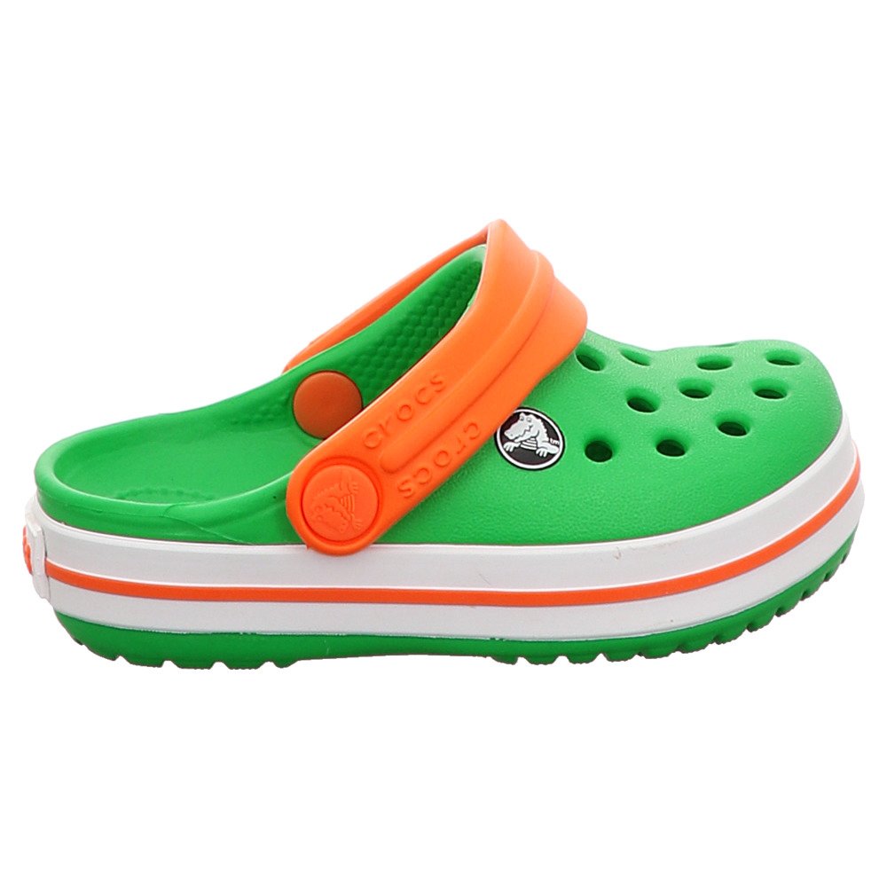 CROCS CROCBAND CLOG K GRASS GREEN WHITE BALAZING ORANGE