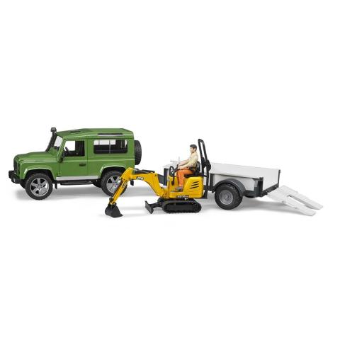 Bruder Land Rover Arazi Aracı ve Jcb Mini Kazıcı BR02593