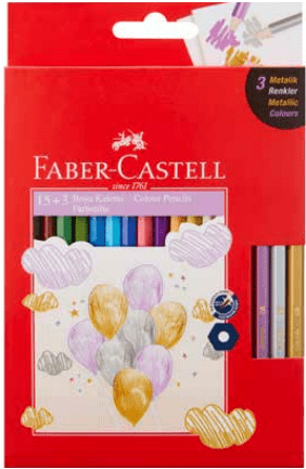 Faber Castell 18 Renk Kuru Boya Kalemi 15+3 Renk