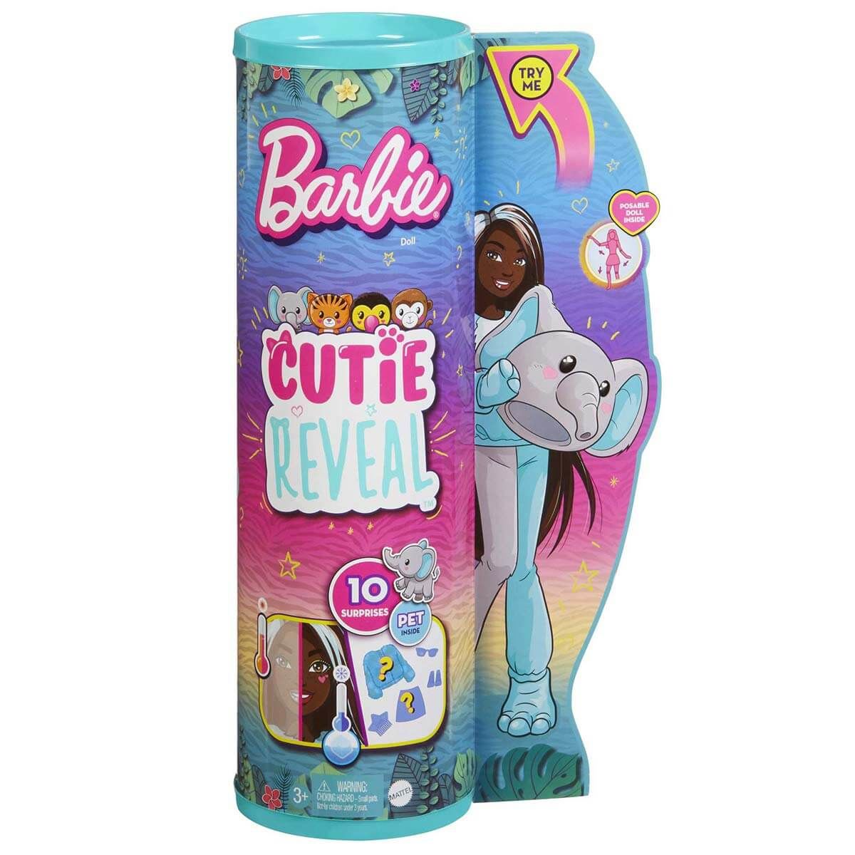 Barbie Cutie Reveal Bebekler Jungle Serisi Oyuncak Bebek Desteği-Fil