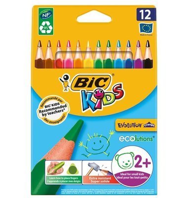 Bic Evolution 12 Renk Jumbo Üçgen  Kuru Boya