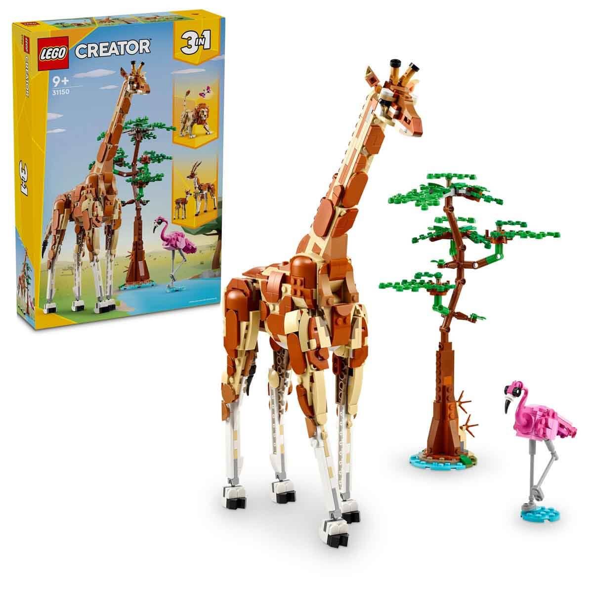 LEGO Creator Vahşi Safari Hayvanları 31150 - 9 Yaş ve Üzeri Çocuklar için İnşa Edilebilen Zürafa, Ceylan ve Aslan Model Seçenekleri İçeren 3'ü 1 Arada Yaratıcı Oyuncak Yapım Seti