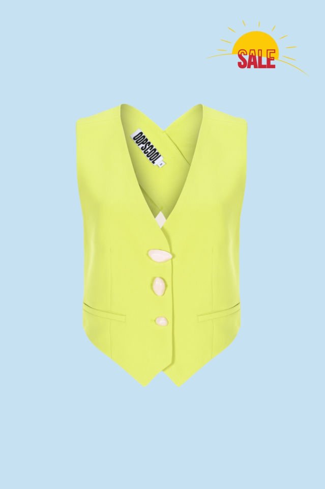 Green Crepe Vest With Cross Back