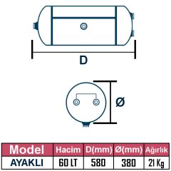 Tırsan Ayaklı Hava Tüpü 60 Lt  -HUTP00127