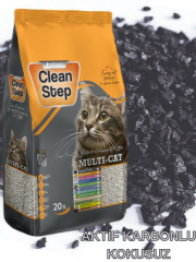 Clean Step Multi-Cat Çoklu Kediler için Topaklanan İnce Tane Bentonit Kedi Kumu 20 LT