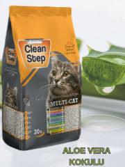 Clean Step Multi-Cat Çoklu Kediler için Topaklanan İnce Tane Bentonit Kedi Kumu 20 LT