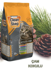 Clean Step Multi-Cat Çoklu Kediler için Topaklanan İnce Tane Bentonit Kedi Kumu 20 LT