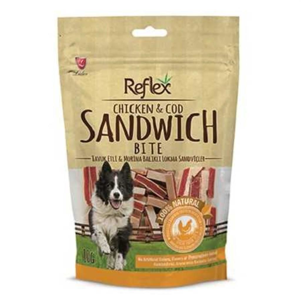 Chicken&Cod Sandwich Strips Tavuk Ve Morina Balığı Mini Sandviç Köpek Ödülü 80 Gr