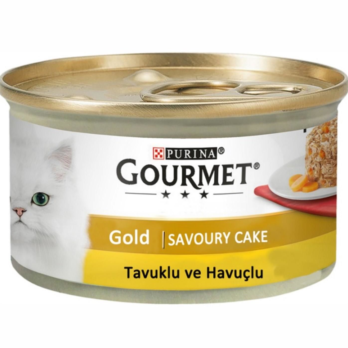 Gourmet Gold Savoury Cake Chicken and Carrot Tavuklu ve Havuçlu Kıyılmış Parça Etli Kedi Konservesi 85 gr