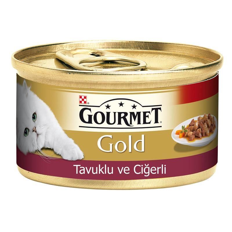 Gourmet Gold Tavuk ve Ciğerli Parça Etli Konservesi 85 gr