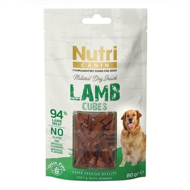 Lamb Cubes Natural Dog Snack Grain Free Kurutulmuş Kuzu Küpleri Tahılsız Köpek Ödülü 80 gr