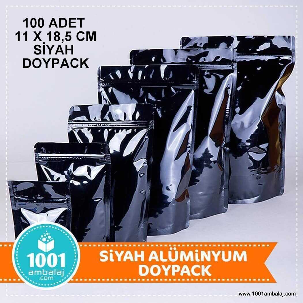 11X18,5 Cm Siyah 100 Adet Kilitli Doypack Torba 100 Gr /62/