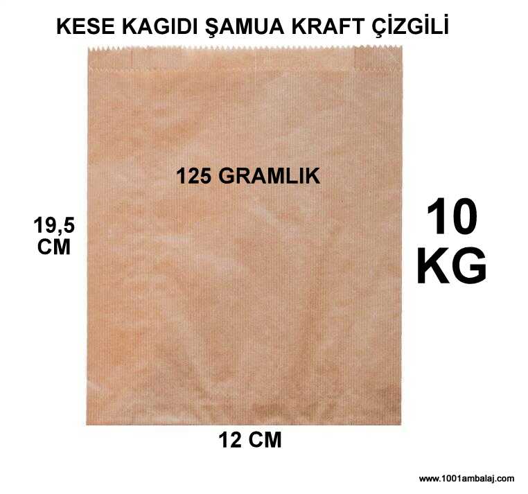 Kese Kağıdı Çizgili Şamua Kraft 125 Gramlık 12X19,5 Cm 10 Kilo