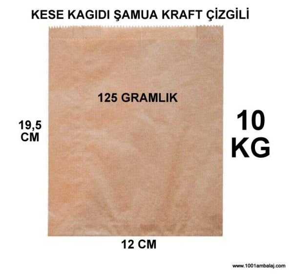 Kese Kağıdı Çizgili Şamua Kraft 125 Gramlık 12X19,5 Cm 10 Kilo