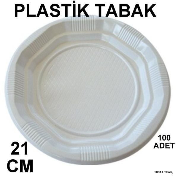Plastik Lüks Beyaz Tabak 21 Cm 100 Lü Paket