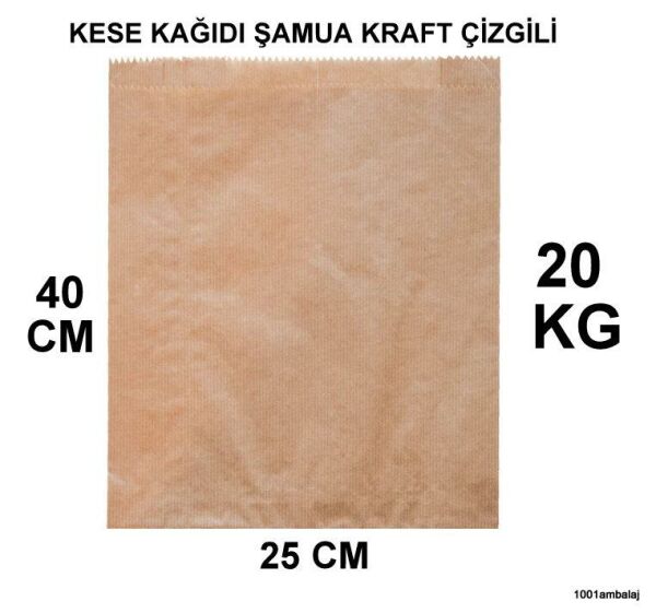 Kese Kağıdı Çizgili Şamua Kraft 25X40 Cm 1 Koli 20 Kilo