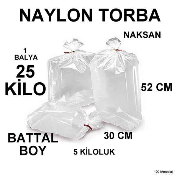 Naylon Torba 30X52 Cm (5 Kiloluk) Bakkaliye Torbası 25 Kilo 1 Balya Naksan