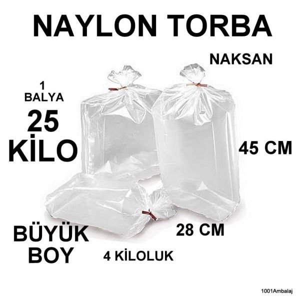 Naylon Torba 28X45 Cm (4 Kiloluk) Bakkaliye Torbası 25 Kilo 1 Balya Naksan