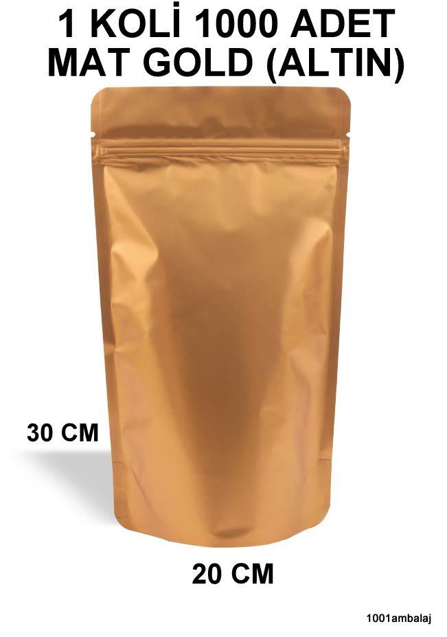 20X30 Cm Mat Gold (Altın Renkli) (1 Koli 1000 Adet) Kilitli Doypack Torba 1000 Gr /28/