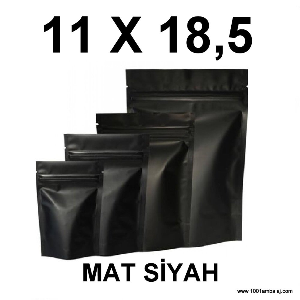 11X18,5 Cm Mat Siyah Renk Doypack Torba /66/