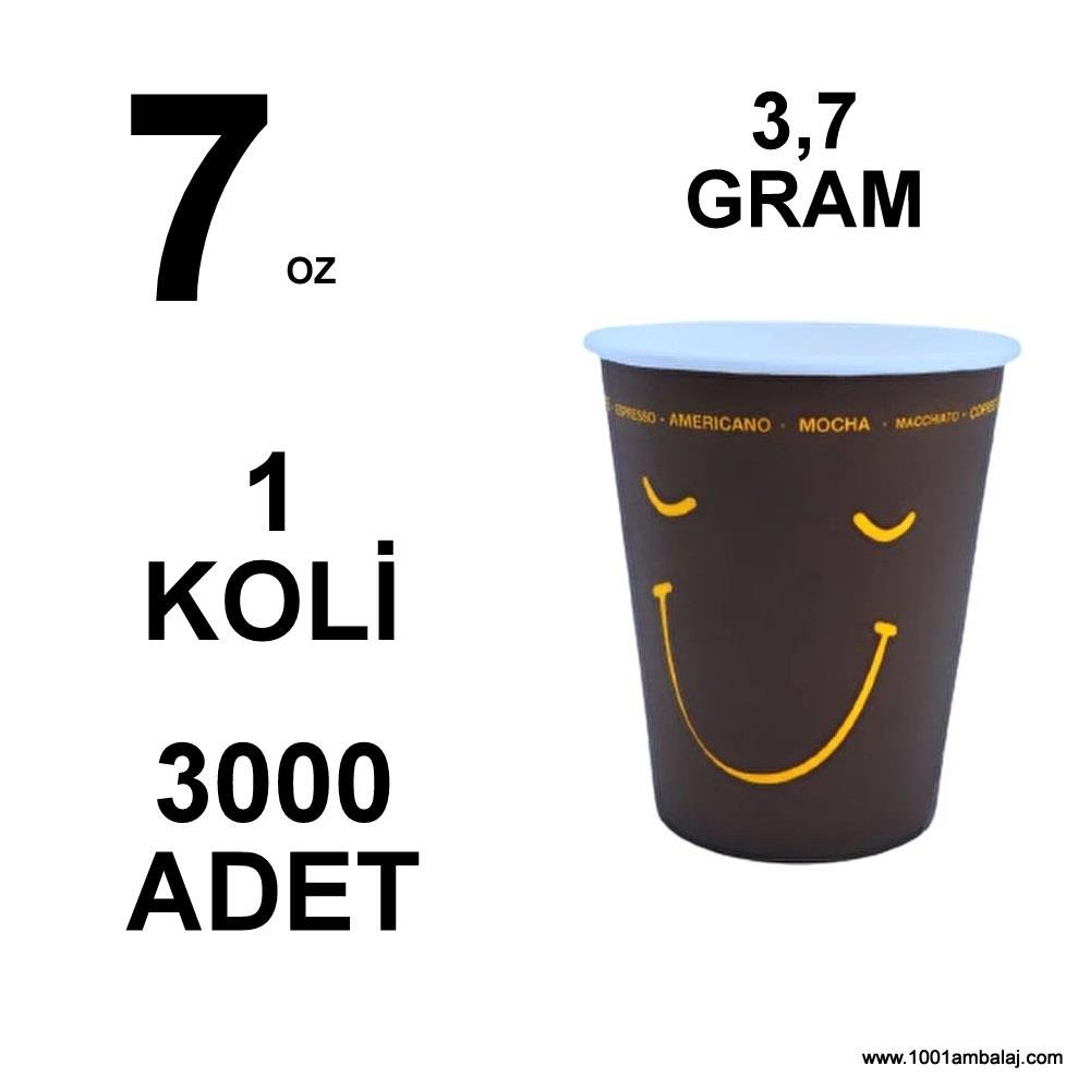 7 Oz Karton Bardak 3,7 Gram 1 Koli (3000 Adet) Tek Kat Duvarlı Desenli Sıcak Soğuk