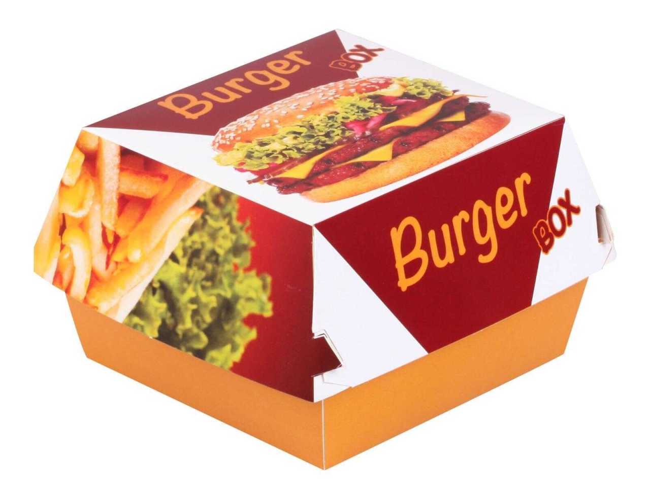 Hamburger Kutusu Karton Fast Food Boy Hamburger Baskılı 50 Adet