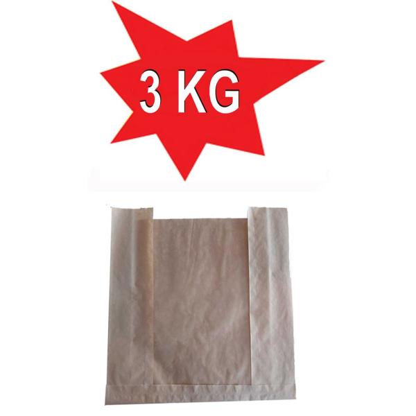 Kese Kağıdı Çizgili Şamua Kraft Pencereli 25X40 Cm 3 Kilo