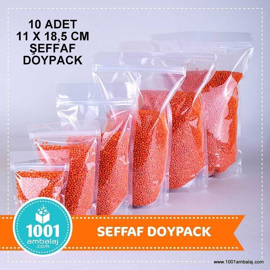 11X18,5 Cm Şeffaf * 10 Adet * Kilitli Doypack Torba 100 Gr /71/