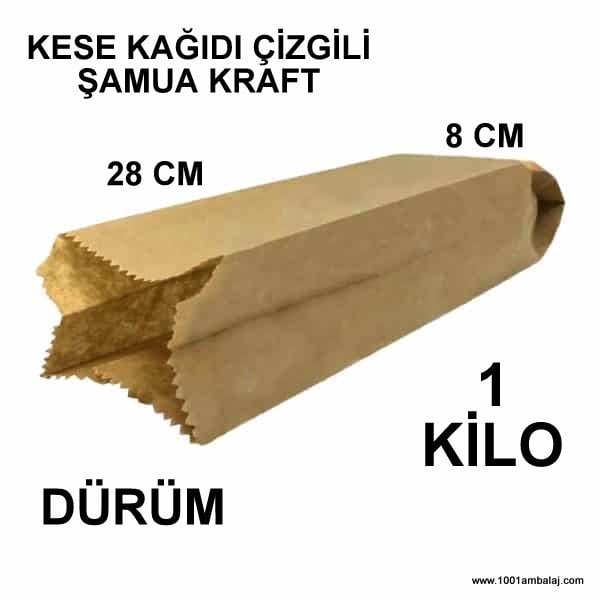 Kese Kağıdı Çizgili Şamua Kraft Dürüm 8X28 Cm 1 Kilo