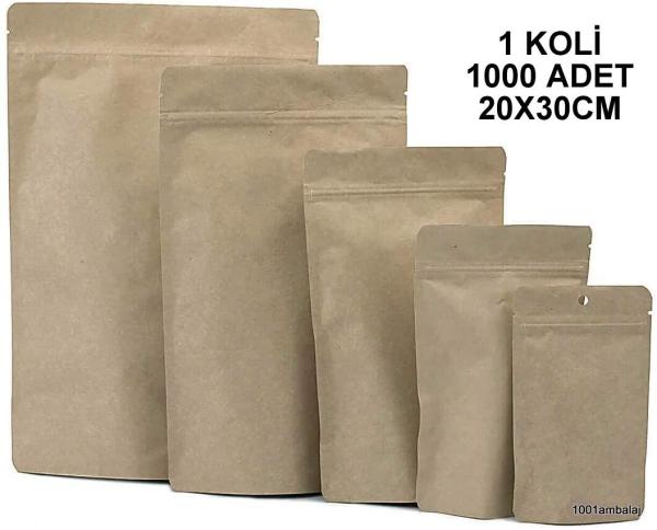 20X30 Cm Kraft (1 Koli 1000 Adet) Kilitli Doypack Torba 1000 Gr /35/