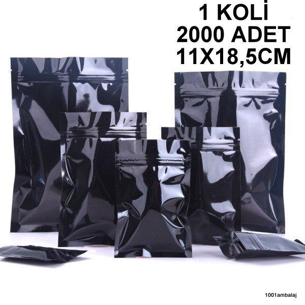 11X18,5 Cm Siyah 1 Koli 2000 Adet Kilitli Doypack Torba 100 Gr /62/