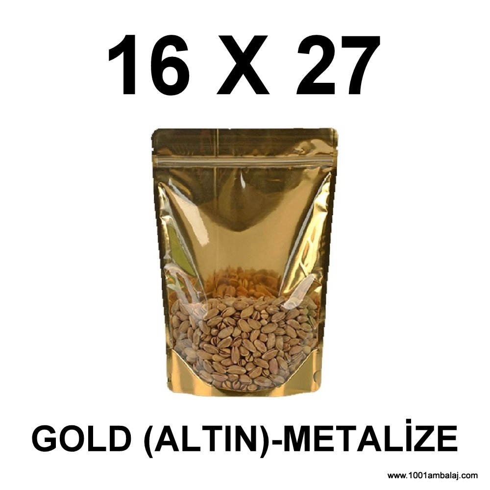 16X27 Cm Gold-Metalize Renk Doypack Torba /51/