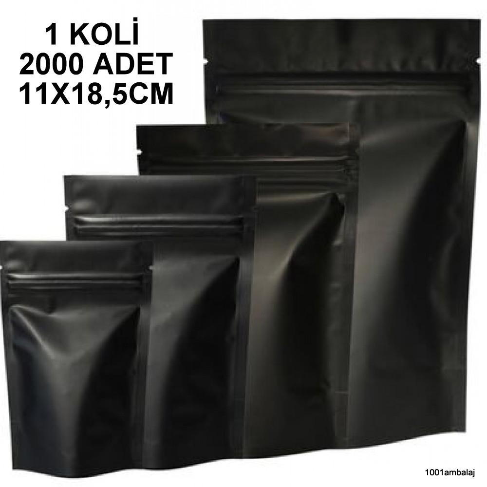 11X18,5 Cm Mat Siyah 1 Koli 2000 Adet Kilitli Doypack Torba 100 Gr /66/