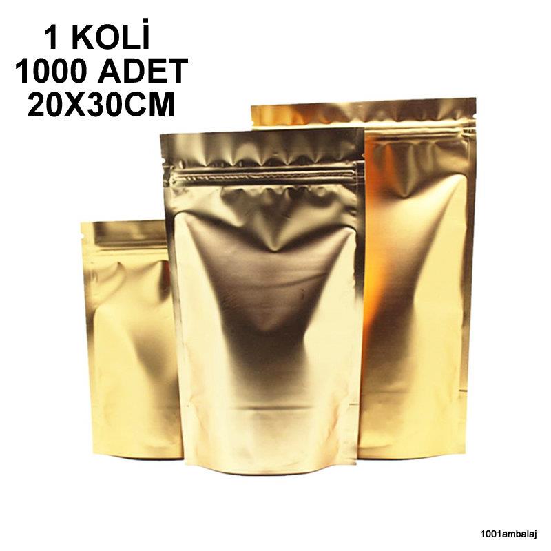 20X30 Cm Gold ( Altın ) 1 Koli 1000 Adet Kilitli Doypack Torba 1000 Gr /24/
