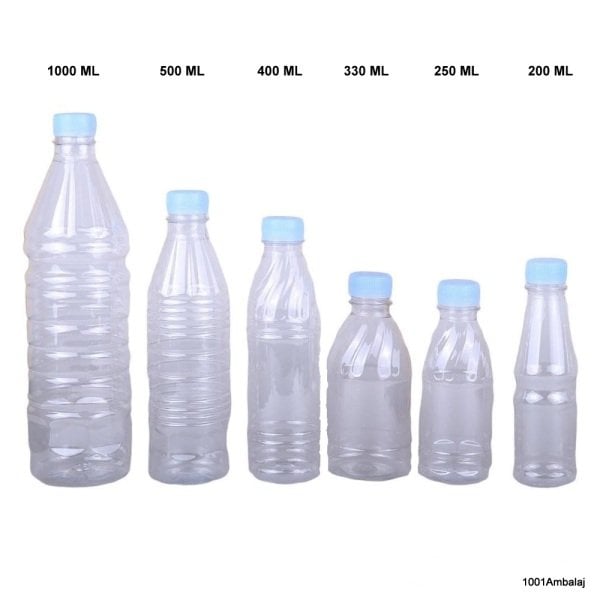 Pet Şişe 200 Ml Plastik Kilitli kapaklı Şeffaf Yuvarlak Tabanli (** 10 Adet **)