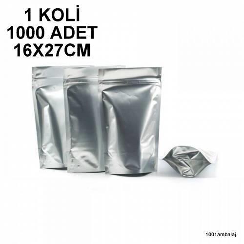 16X27 Cm Alüminyum 1 Koli 1000 Adet Kilitli Doypack Torba 500 Gr /04/