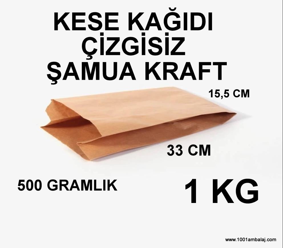 Kese Kağıdı Çizgisiz Şamua Kraft 500 Gr 15,5X33 Cm 1 Kilo