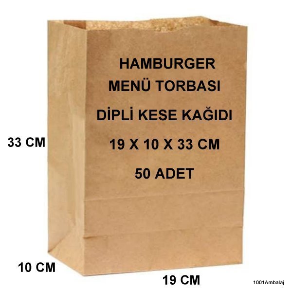 Paket Servis Torbası 19X10X33 Cm Kraft Renk 50 Adet