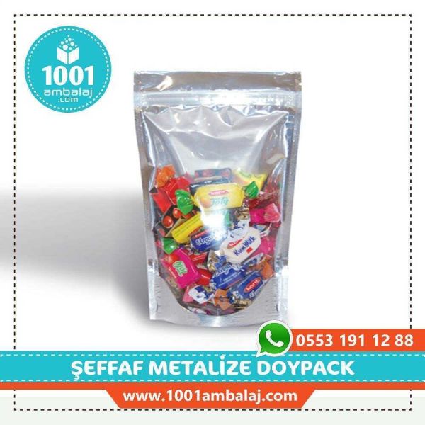 16X27 Cm Şeffaf Metalize Renk Doypack Torba /58/