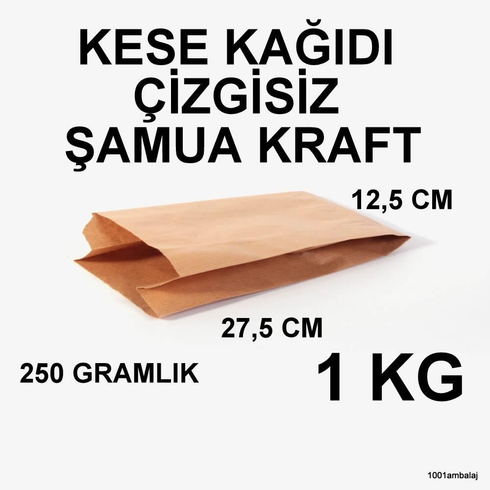 Kese Kağıdı Çizgisiz Şamua Kraft 250 Gramlık 12,5X27,5 Cm 1 Kilo