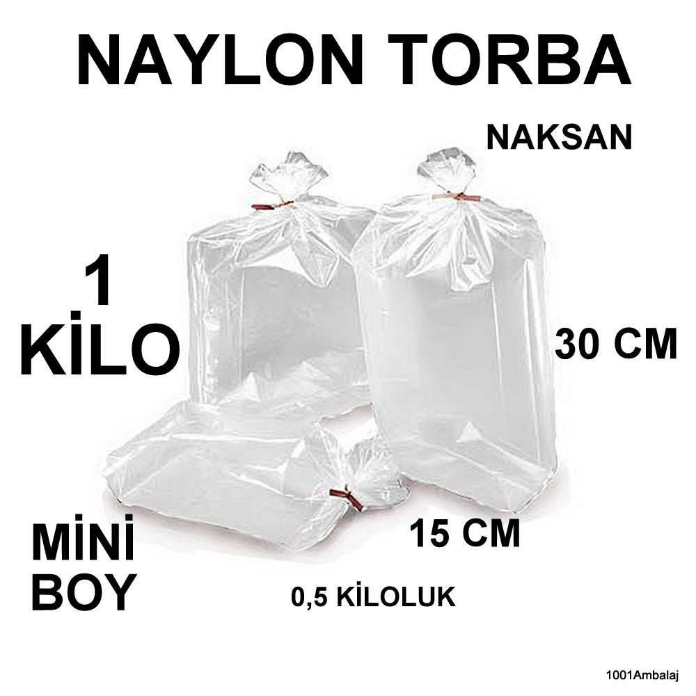 Naylon Torba 15X30 Cm (500 Gramlik) Bakkaliye Torbası 1 Kilo Naksan