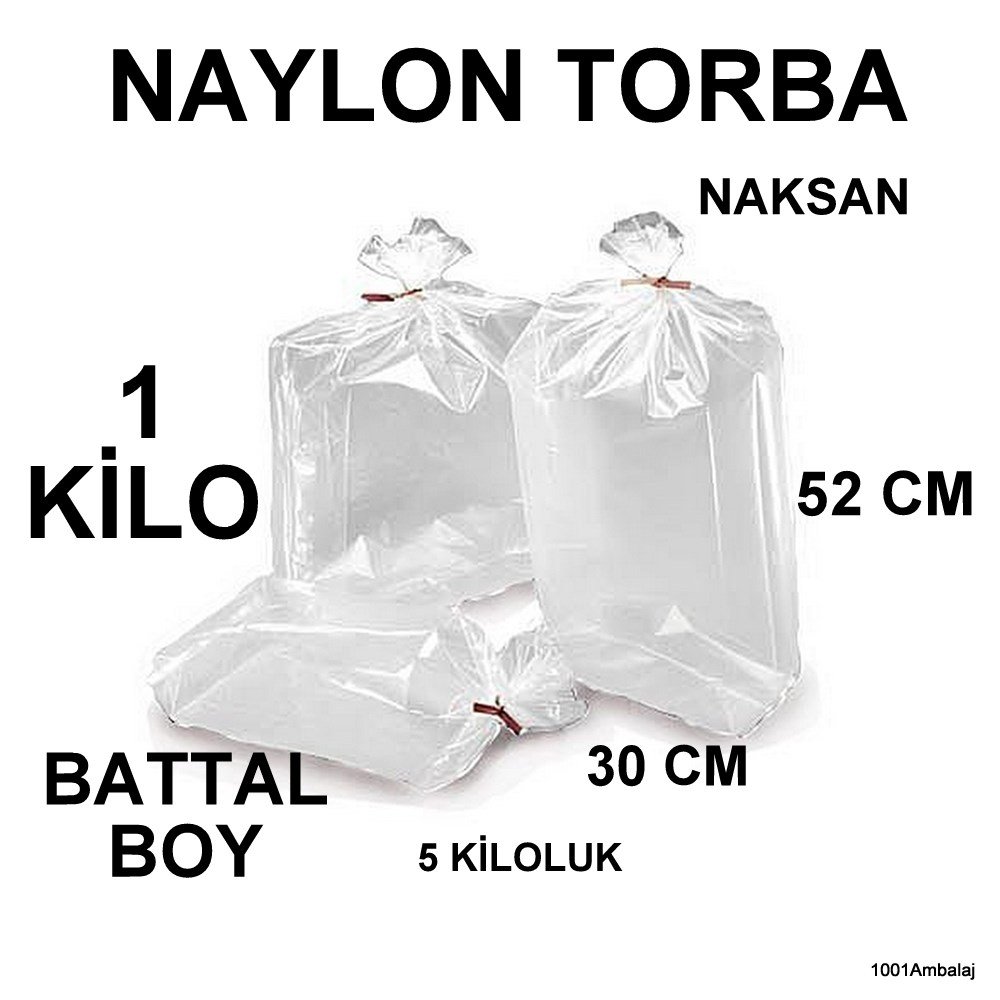 Naylon Torba 30X52 Cm (5 Kiloluk) Bakkaliye Torbası 1 Kilo Naksan
