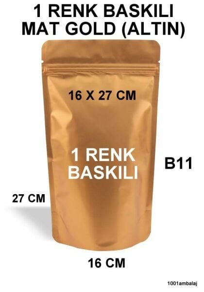 16X27 Cm Mat Gold Renk Doypack Torba /27/